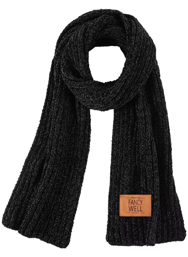 FANCY WELL Scarf for Women Winter - Chunky Scarf Oversized Chenille,Soft Long Scarves for Cold Weather,Gifts for Women,Black - Image 1